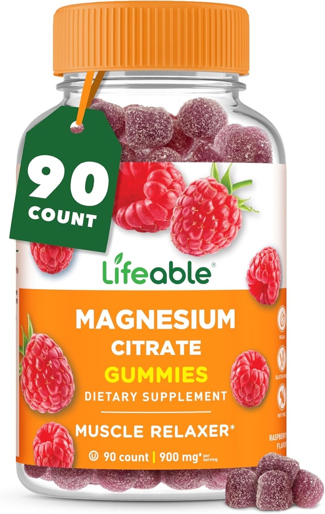 Lifeable Magnesium Gummies for admirals against 124; 900mg Magnesium Citrate Gummies