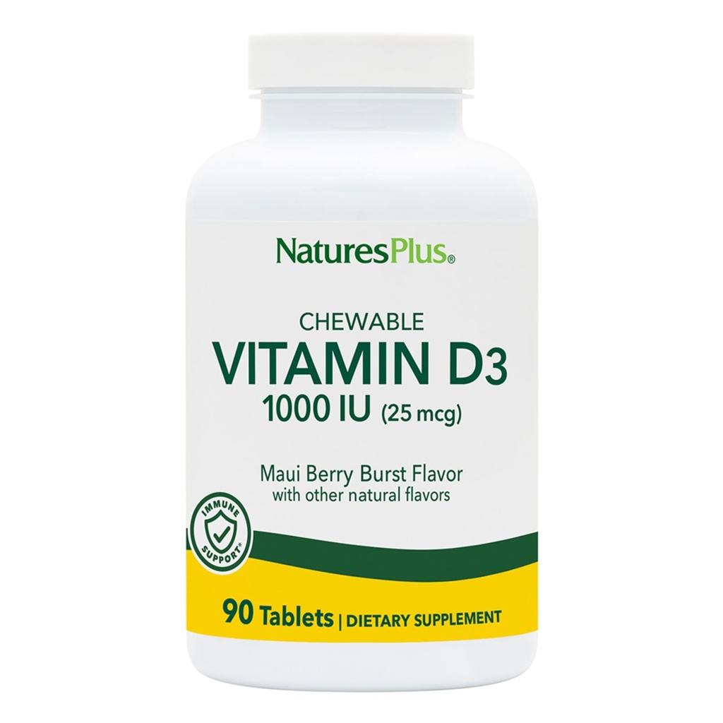 NaturePlus D3-vitamin (1000 IE) - 90 tyggetabletter, Maui Berry Burst Flavor - Vegetarisk, Gluten Free - 90 Servering