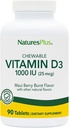 NaturePlus D3-vitamin (1000 IE) - 90 tyggetabletter, Maui Berry Burst Flavor - Vegetarisk, Gluten Free - 90 Servering
