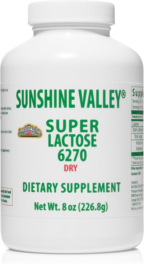 Sunshine Valley ® Super Lactose Dry Powder (GRATIS FLOW POUR) - Natural Sweetener & Baging Enhancer, Pulveriseret sukker til madlavning & fødevarer blandinger, Food Stabilizer & Filler - 8 oz