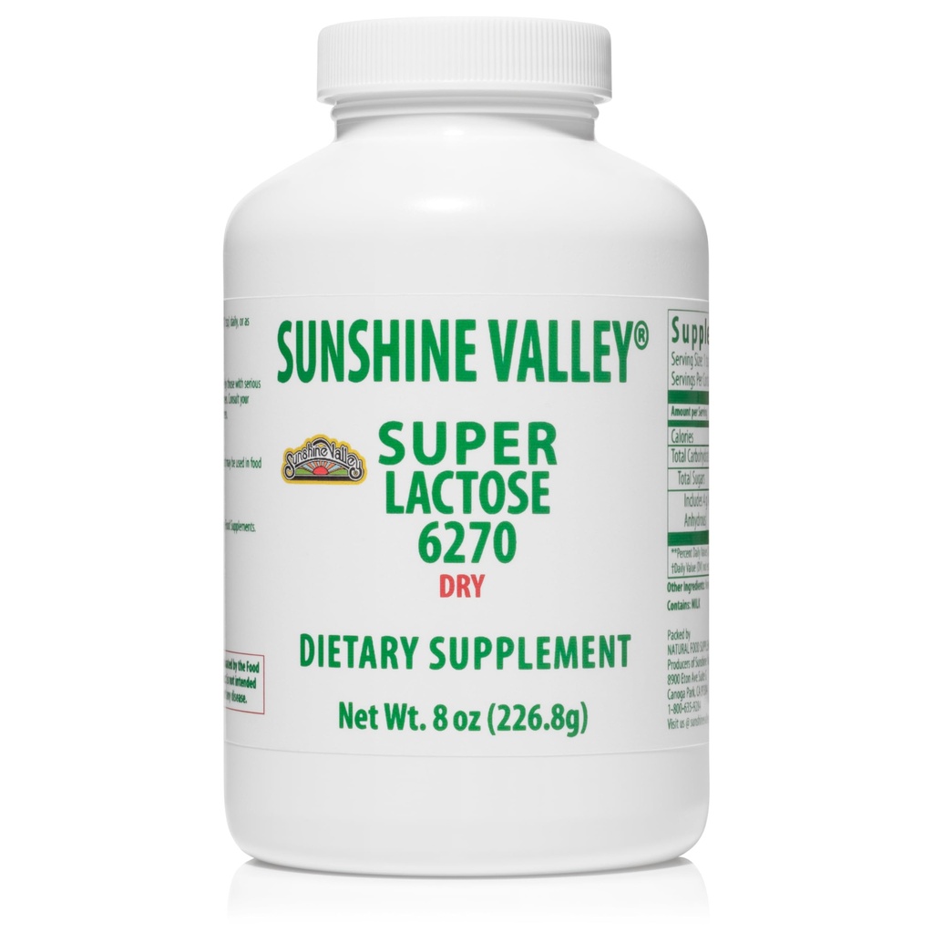 Sunshine Valley ® Super Lactose Dry Powder (GRATIS FLOW POUR) - Natural Sweetener & Baging Enhancer, Pulveriseret sukker til madlavning & fødevarer blandinger, Food Stabilizer & Filler - 8 oz