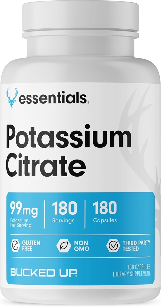 Bucked Up Kalium Citrate 99mg Per Serving, Bucked Up Essentials (180 Servere, 180 Kapsler)