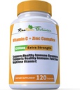Høj dosis ekstra styrke 1200mg C-vitamin + Zinkkompleks til immunsupportbehandling 120 Kapsel 2 måneder Supply Veggie Capsule Non- GMO Gluten Free Vegan