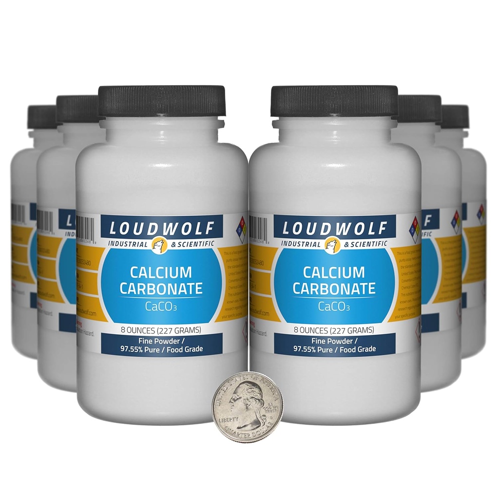 Calciumcarbonat / 3 pund / 6 flasker / 97, 55% Pure Food Grade / Fine Powder