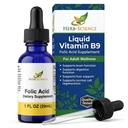 Flydende vitamin B9 folinsyre kosttilskud - VIT B dråber til hjerne & fordøjelsesfunktion, leverstøtte - Gluten- fri, non-GMO, Vegan - Nutritional Supplement for voksne - 1 fl. oz.