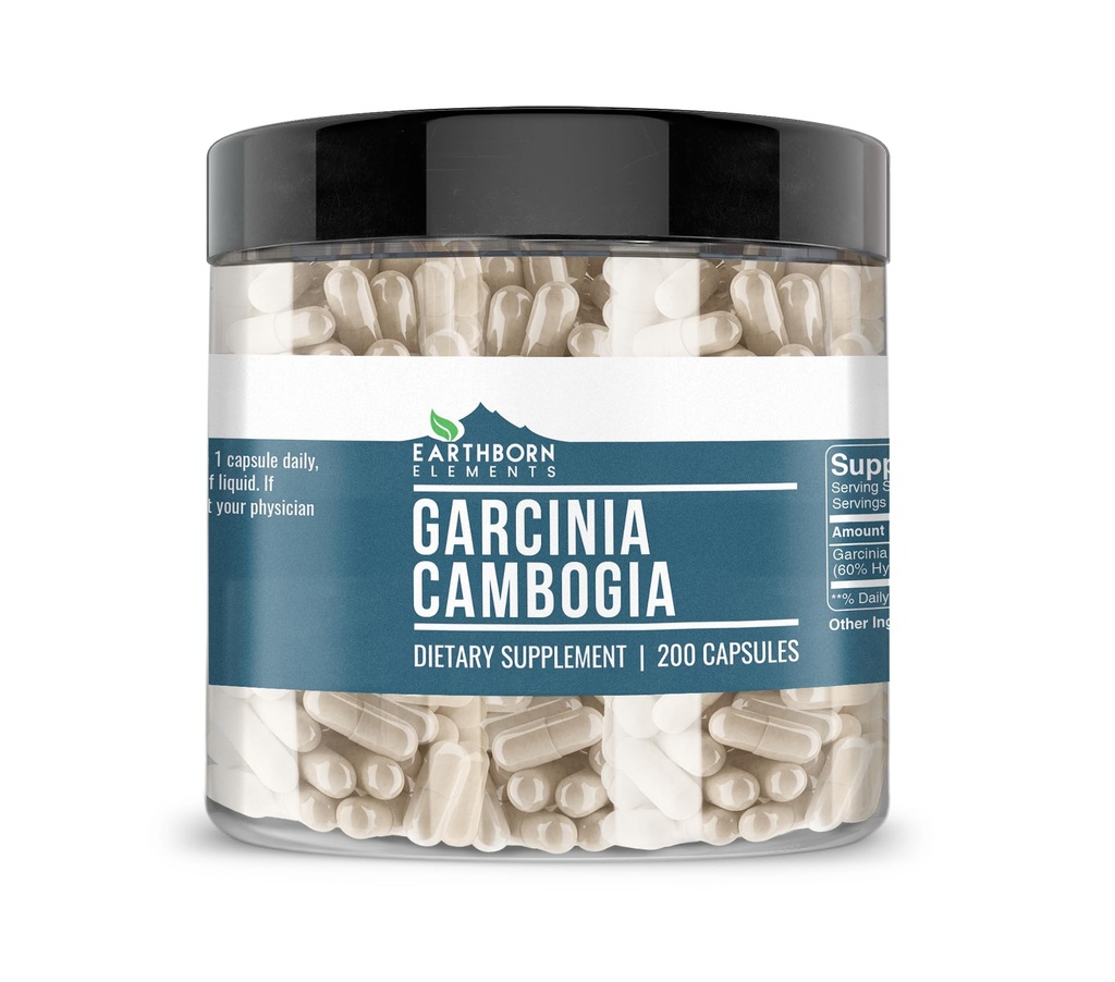 Earthborn Elements Garcinia Cambogia 200 Kapsler, Pure & Ufortyndet, Ingen tilsætningsstoffer