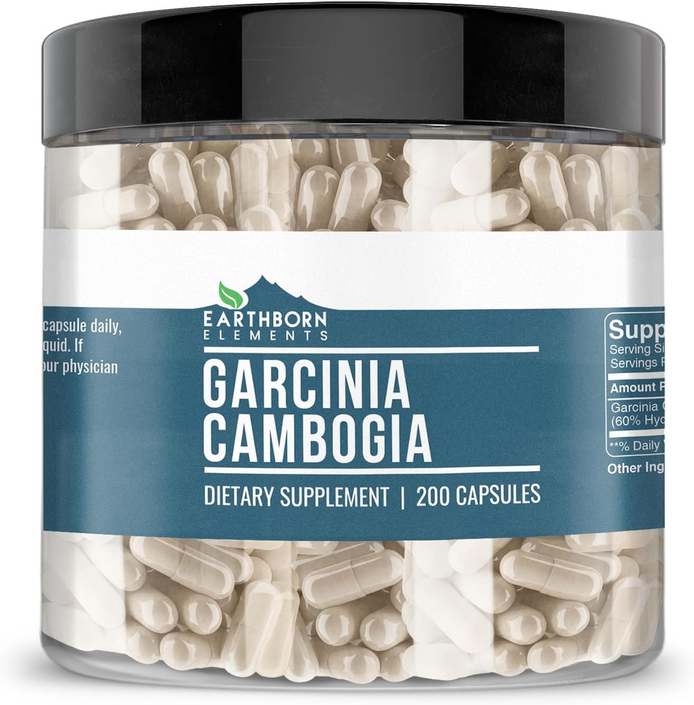 Earthborn Elements Garcinia Cambogia 200 Kapsler, Pure & Ufortyndet, Ingen tilsætningsstoffer