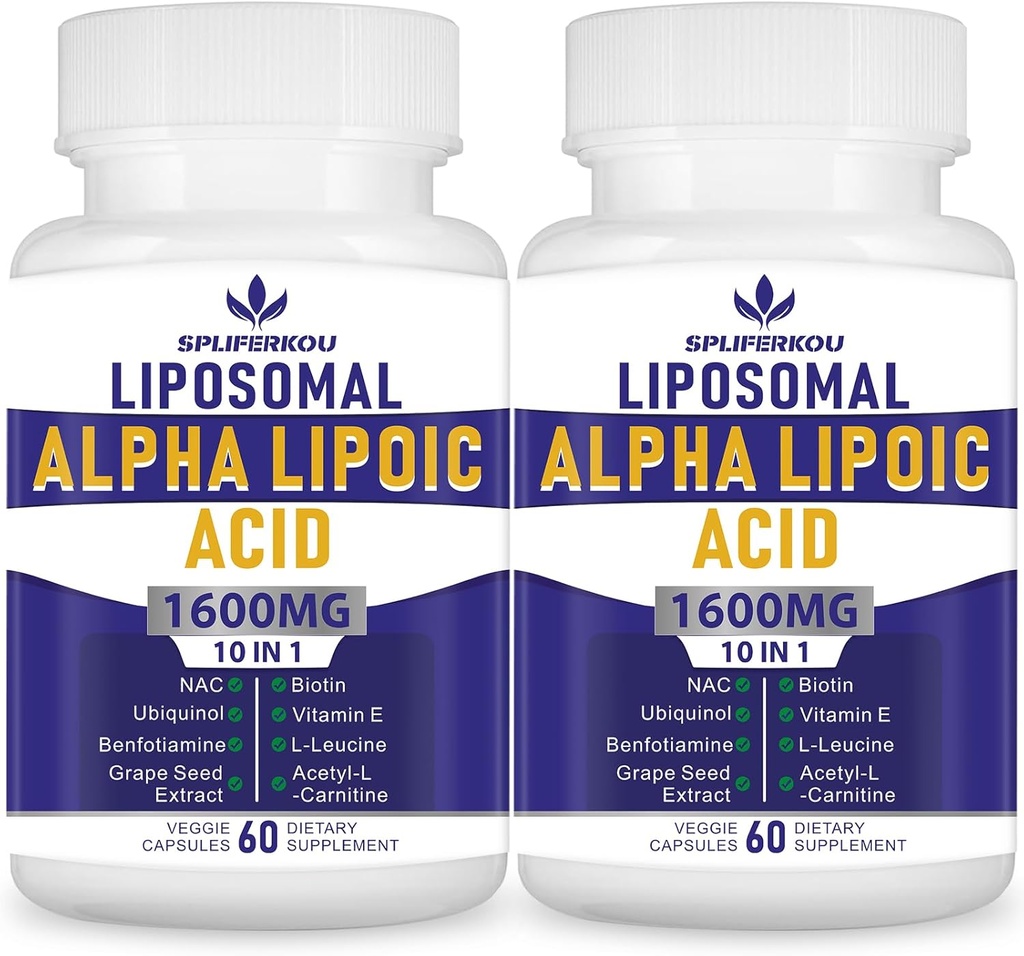 Liposomal Alpha Lipoic Acid 1600mg per Serving,Alpha lipoic Acid Nutritional Supplements for Antioxidant Health,Energy and Metabolism-Gluten Free&Non GMO 120 Capsules