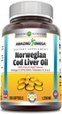 Amazing Omega Norwegian Cod Lever Oil 1250 Mg Softgels Supplements 124; Omega-3, EPA, DHA, Vitamin A, Vitamin D & Vitamin E (Orange Beeg 124; 250 Tæl)