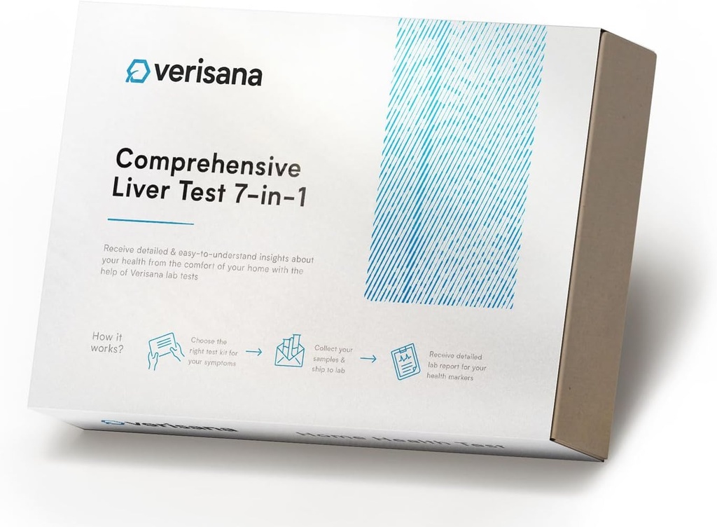 Verisana Levertest - at- Home Leversundhed & Function Check - 7 Biomarkers Inclusive AST, ALAT, GGT, AST / ALAT Ratio, HbA1c, HsCRP, TBILI- CISFIX Lab