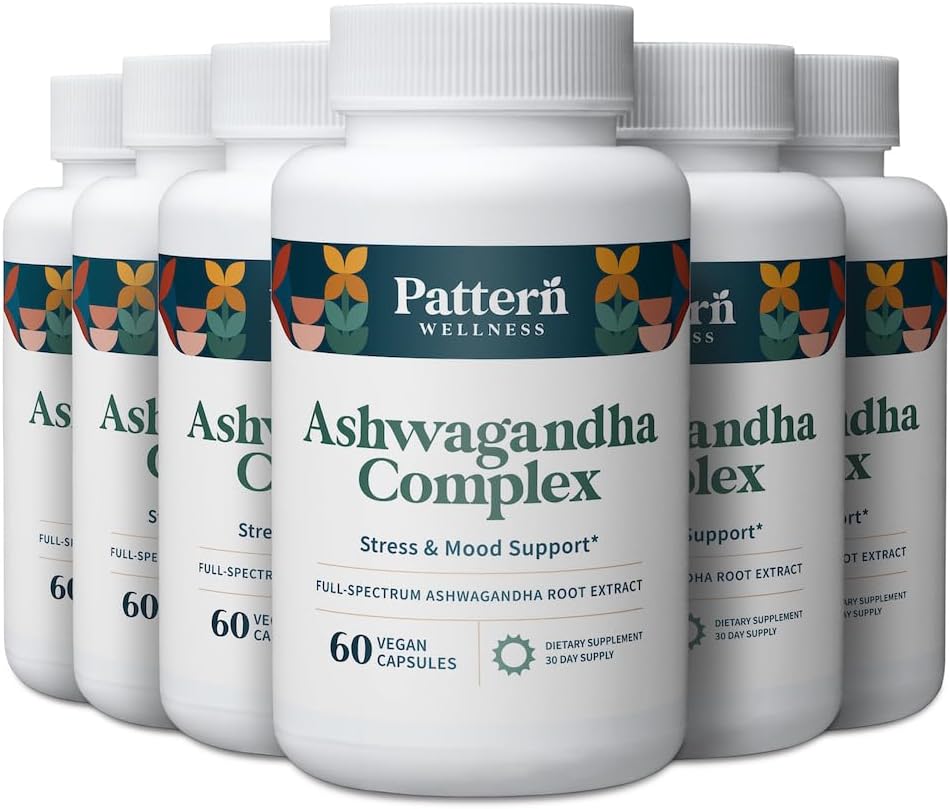 Mønster Wellness Ashwagandha Kompleks for mænd og kvinder - KSM- 66 & Black Pepper Extract - Hele kroppen & hjerte sundhed - understøtter stress & mad - ikke-GMO - 360 Veganske kapsler