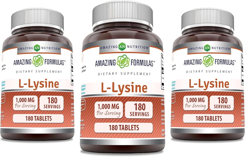 Amazing Formulas L- Lysin 1000mg Aminosyretabletter Supplement 124; Non- GMO Note 124; Gluten Free