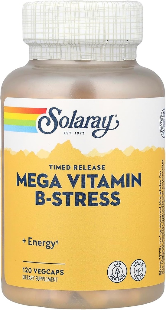 Solaray Mega B Stress Two Stage Timet Release Supplement, 120 Tæl