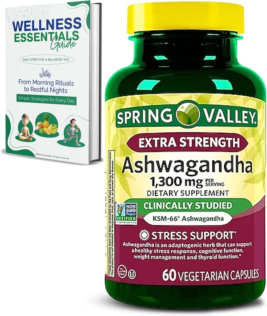 Extra Strength Ashwagandha 1300 mg, 60 vegetariske kapsler - Stress & Kognitiv Support - Holistisk velvære, Soy Free, Gluten Free & Lactose Free