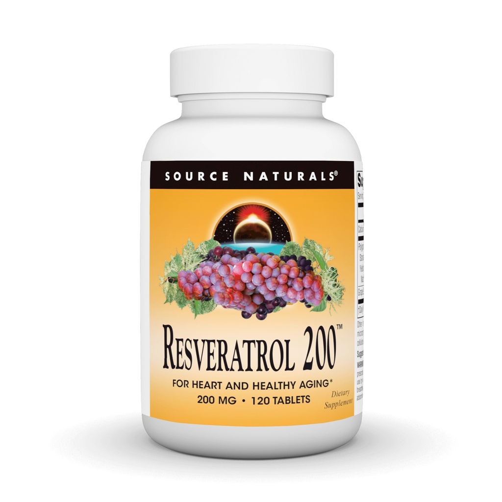 Source Naturals Resveratrol 200 for sund aldring *, 200 mg - 120 tabletter