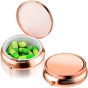 Pill Box Cute Small Pill Box til purse & Pocket Medicine Organizer Travel Pillbox Vandtæt Pill sag Metal Pill Container Holder for Vitaminer, Fiskeolie, Kosttilskud (Rosegold)