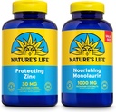 Naturens liv nærende Monolaurin 1000mg 250ct og beskyttelse af zink picolinat 30mg 250ct - Gut sundhed og immunforsvar kosttilskud - Monolaurin fra rå kokosnødder, chelated zink - 60-dages garanti
