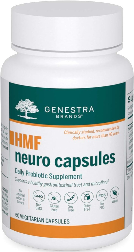 Genestra Brands HMF Neuro Capsule - Kvinder, Mænd & Børn Probiotika - for Gut Health - 60 Kapsler