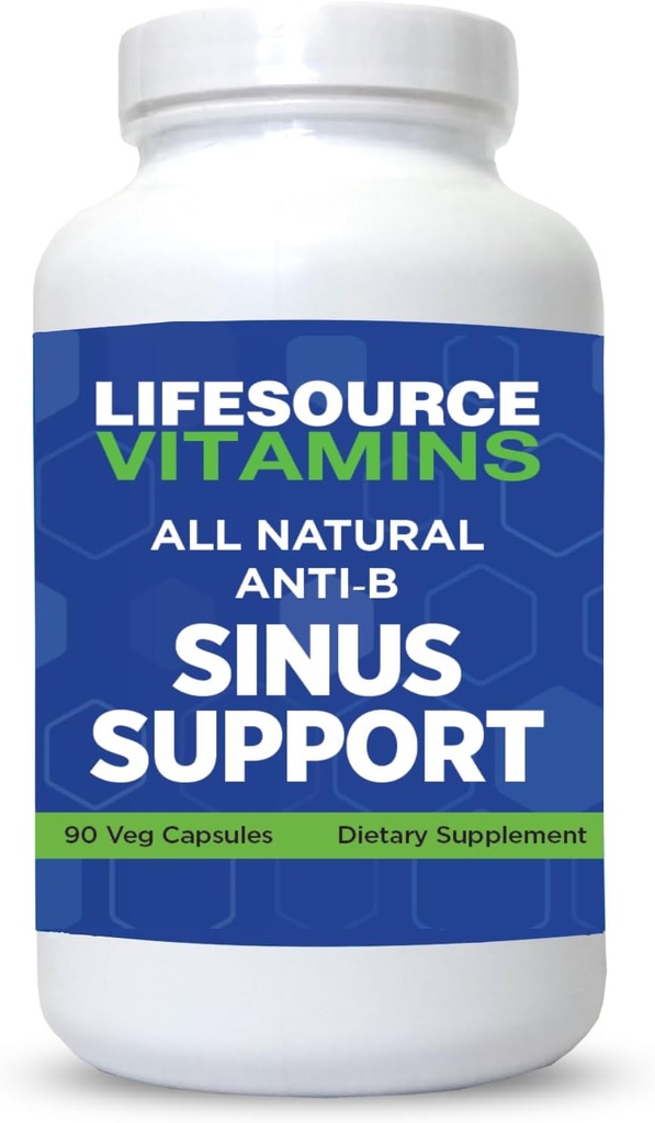 LifeSource Vitaminer Alle naturlige Anti- B Sinus Support - 14 Alle naturlige ingredienser - 90 Kapsler - Proprietary Formel