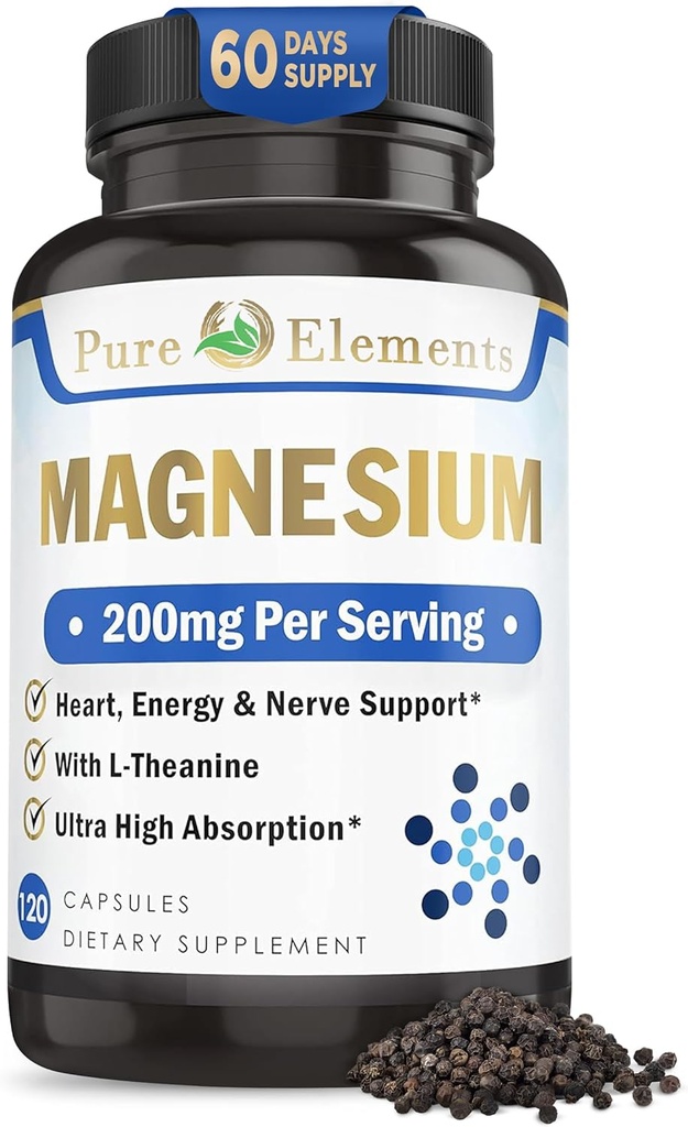 Magnesium Glycinate with L-Theanine,Potassium and Black peper - Ultra High Absorption, 120ct