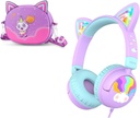 iClever Wired Kids Headphones Cat Ear Meow Lollipop & Headphones Case Bundles