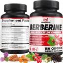 Berberine HCl, 150 kapsler - Plus Ceylon kanel, gurkemeje, Milk Thistle, Artiskoke, Black Pepper, Berberine HCI rodpiller - immunsystem
