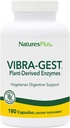Natures Plus Vibra- Gest - 180 kapsler - Vegetarisk fordøjelsesstøtte tillæg med Probiotika, levende frugt & vegetabilske enzymer - Naturlige levende kulturer - 180 Servere