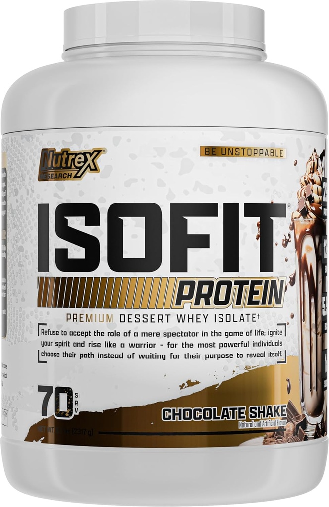 Nutrex Forskning IsoFit Whey Protein Powder Instantised 100% Whey Protein Isolate (70 Servere, Chokolade Shake)