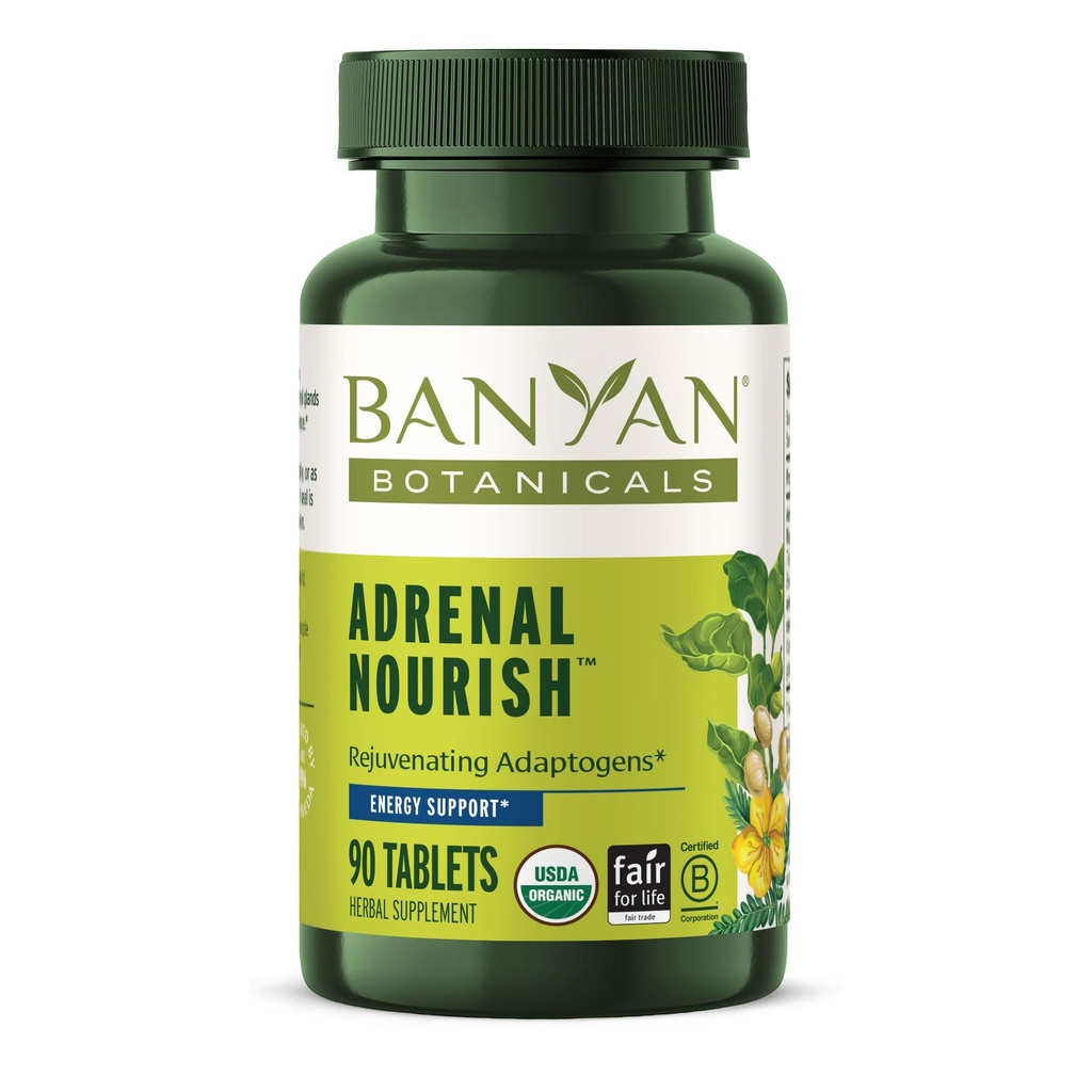 Banyan Botanicals Adrenal Nourish - Organic Adaptogen Supplement - Adrenal Support for Natural Energy med Organic Ashwagandha, Gokshura & Guduchi * - 90 tabletter - Non- GMO, Sustainable Sourced, Vegan