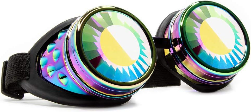 GloFX Polychrome Wormhole Kalejdoskop Goggles - Festival Rave Cosplay Cosplay Prisme EDM 3D Welding Gotiske Goggles