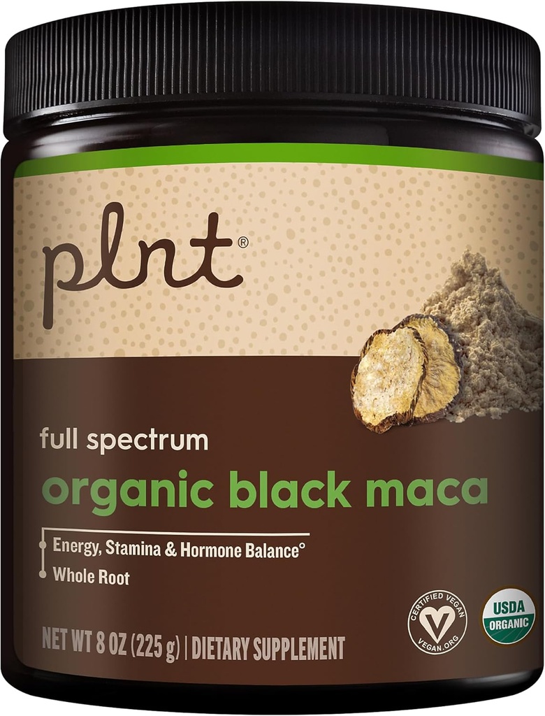 Organic Black Maca Powder Fuld Spectrum - Understøtter energi, Stamina, & Hormone Balance (8 oz. / 45 Servere)