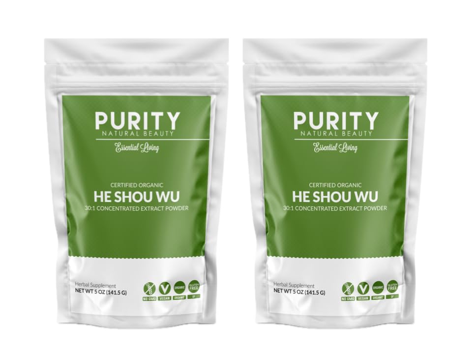 Certified Organic He Shou Wu - Stor 5oz Bag på 30: 1 Koncentreret -Fo-ti - Organic Foti Ekstra- Fo ti He Shou Wu Organic (Pack of 2-10 Ounces)