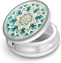 Pill Box-3 Segment Lille Pill sag for purse & Pocket Mini Metal Pill Holder Travel Pill Container til at holde kosttilskud Vitaminer BPA- fri (Green Mandala)