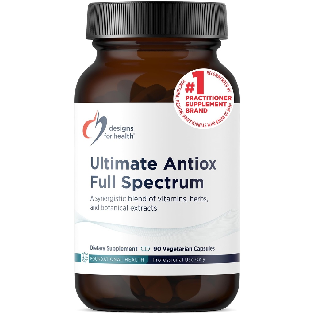 Design for sundhed Ultimate Antiox Full Spectrum - Antioxidant Supplement med Resveratrol, Acerola, Lutein, Curcumin C3, Quercetin + mere (90 kapsler)