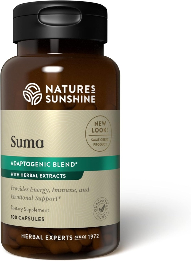 Nature 's Sunshine Suma Kombination, 100 Kapsler; Øger energi og understøtter immunsystemet med seks kraftfulde adaptogene urter