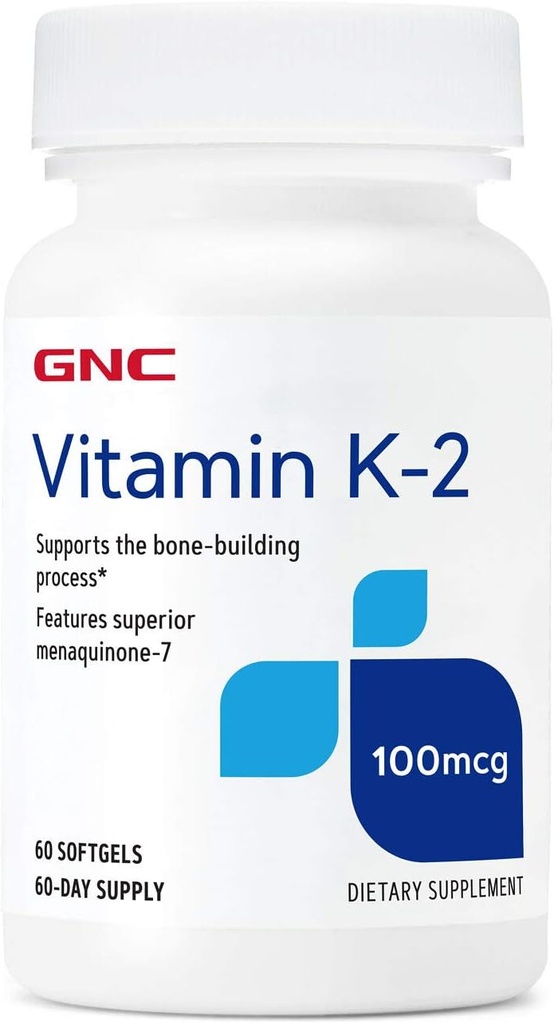 GNC Vitamin K-2 100mcg, Understøtter Bone- Building Process, 60 Softgels