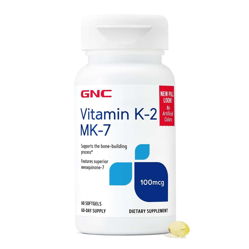GNC Vitamin K-2 100mcg, Understøtter Bone- Building Process, 60 Softgels