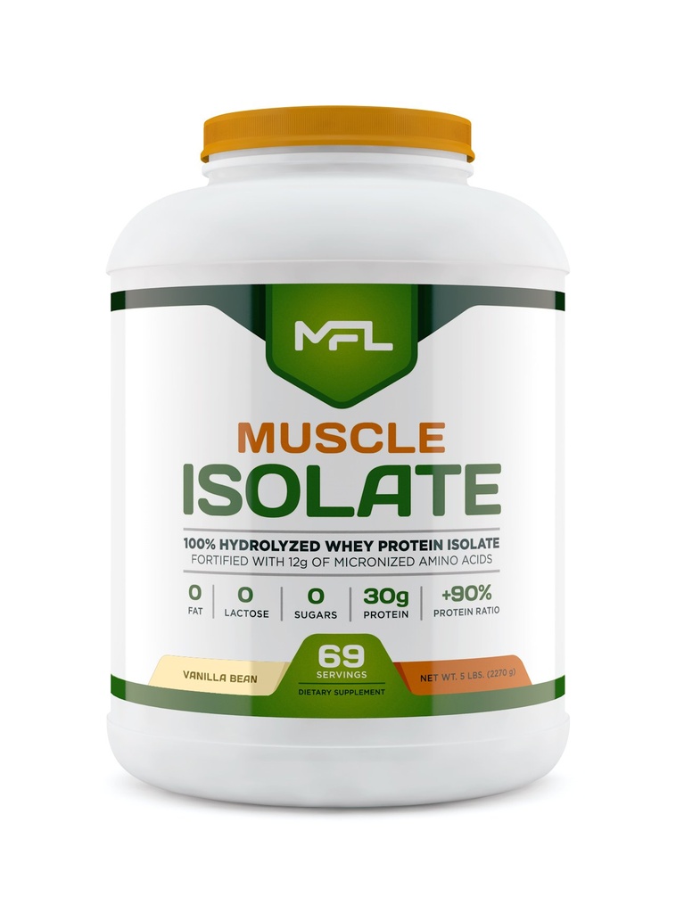 MFL 100% Isolate Protein l 30g Protein l 12g Aminosyrer l Keto Friendly l Low Carbs l 5 lbs. (Vanilla Bean)