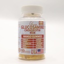 Glucosamin Chondroitin Gummies med MSM 60 CT Sukker Free Glucosamin Chondroitin Gummies Triple Styrke til fælles sundhed & immunforsvar for voksne, mænd og kvinder - Mango Flavor