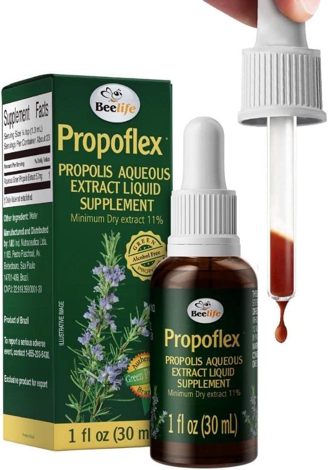 Beelife Propoflex Green Propolis Extract - No Alcohol Bee Propolis Tincture, High Artepillin- C Nivels - Antioxidant- Rich Liquid Supplement for Wellness - Natural & Kosher - Made in Brazil, 1 Fl. Oz.