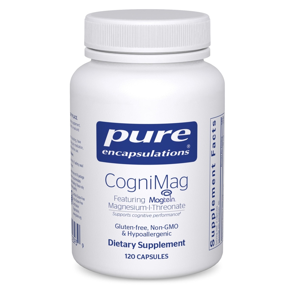 Rene indkapslinger CogniMag 120 - Magnesium- L- Threonate Supplement - Understøtter Hjerne Sundhed & Hukommelse * - Inkluderer Magtein & Polyphenol Blend - 120 Kapsler