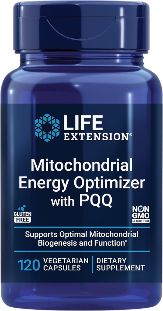 Life Extension Mitochondrial Energy Optimizer with PQQ - Energy Supplement for Healthy Mitochondria - With Taurine, Vitamin B, Pyrroloquinoline Quinone - Gluten-Free, Non-GMO - 120 Vegetarian Capsules