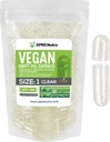 XPRS Nutra Størrelse 1 Tomme kapsler - 500 Count Clear Tomme Veganske kapsler - Vegetariske piller - DIY vegetabilsk kapsel Filling- Veggie Pill Caps til Do- It- Yourself Kosttilskud