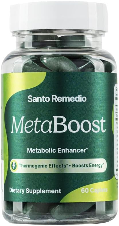 Santo Remedio MetaBoost, Dietary Supplement, Metabolic Enhancer, Provides a Thermogenic Effect, Increases Calorie Burn, Green Tea (Thermogenic), Chromium and Calcium, 60 Tablets, Vegetarian