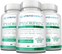 Godkendt videnskab Pyloriprin - Avanceret fordøjelsesstøtte til en sund mave - Zink L- Carnosine, Probiotika, Broccoli Sprut, Deglycyrrhized lakrids - 180 Kapsler - Tre måneders forsyning - Vegan