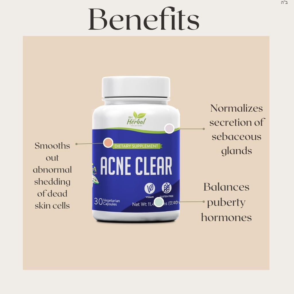 Acne Clear - Acne Pills Clear Skin - Acne Treatment - Rengøring og afgiftning - Anti- Acne Kosttilskud til mænd, Kvinder & Teens - Hormonal og Cystic Acne Pills - 100% Natural Herbal Supplement