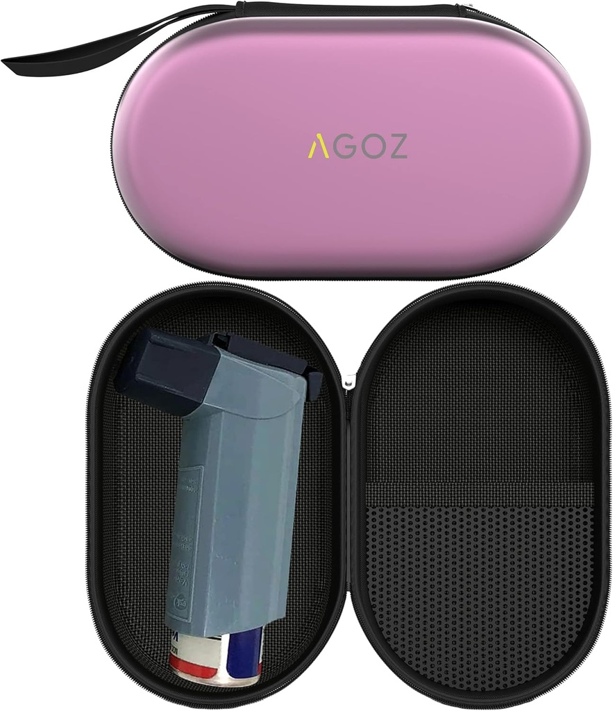 AGOZ Astma Inhaler sag lynlås Beskyttende Medical Pouch Cover med armbånd (lilla)