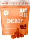 SAM + LEO Energy Gummies for Kids - med biotin, C-vitamin, B3, B6 og B12 - All Natural & Vegan Gummy for Energy & Focus Supplement for Kids - Stress & fordøjelsesstøtte, Strawberry Gummies - 60 / ct