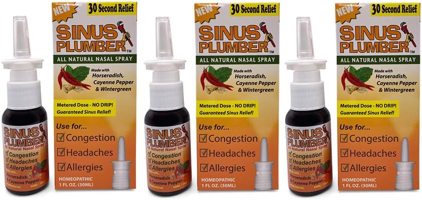Sinus blikkenslager 3 Pack - Natural Saline Nasal Spray med Capsicum Pepper og Wintergreen