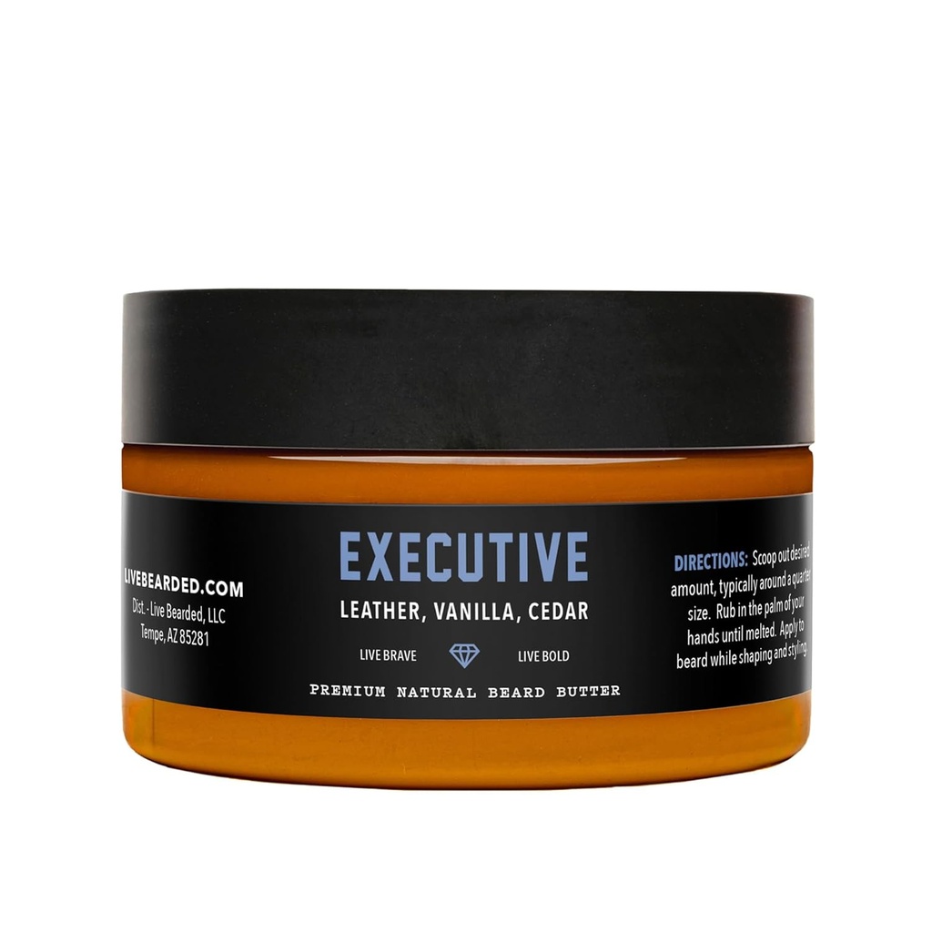 Levende Bearded Beard Butter, 3 fl oz - Made in the USA - All- Natural Leave-in Conditioner og blødgøringsmiddel med Shea Budd124; Executive Duft - Cedar, Vanilla